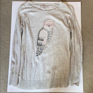 Loft Owl Sweater Oatmeal Size S